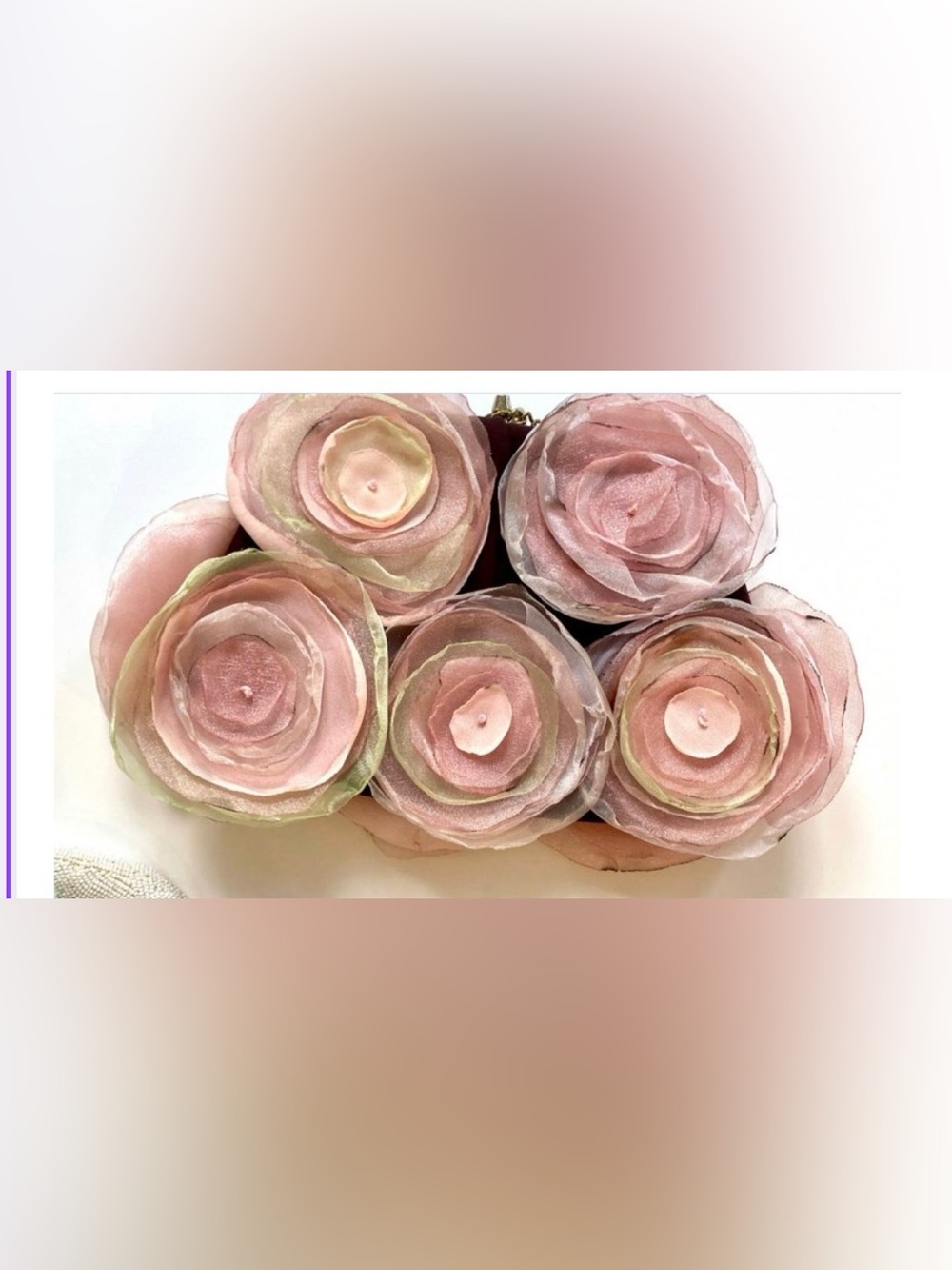 Handmade Pink Organza Rosette Bag. One of a kind piece!